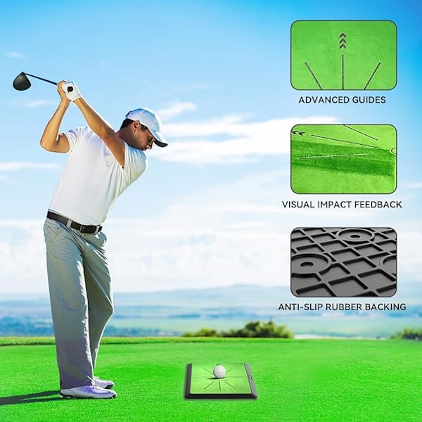 Golf Svingmatta | Golfträningmatta för Svingbana Feedback/Träffdetektering | Extra Utbytbara Golfövningsmatta 16\"x12\" | Golfgåvor för Män/Kvinnor