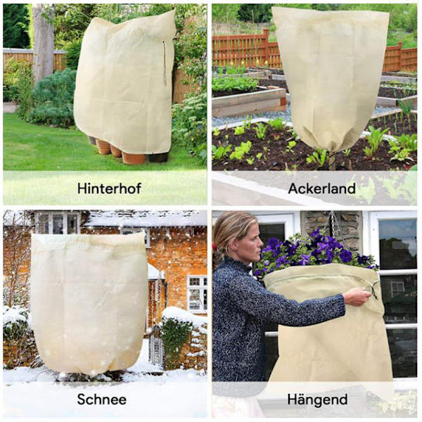 Overvintring til planter, plantebetræk, ikke-vævet plantebeskyttelsesbetræk frostbeskyttelse til potteplanter og rosenbuske (120 x 180 cm), 1 pakke