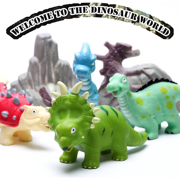 Baby Dinosaur Badelegetøj til Småbørn 1-3 År Gamle, 12 Stykker Skimmelfri Børnebadekar Legetøj til Babyer 6-12 Måneder