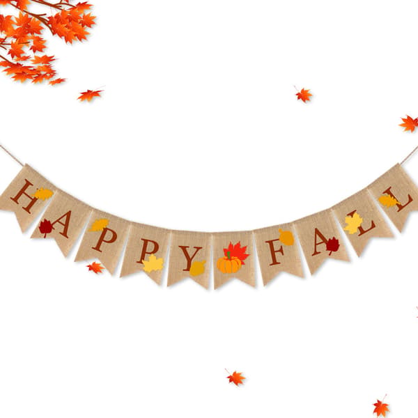 Happy Fall Banner Jute Græskar Burlap Banner Efterår Efterår Banner Efterår Burlap