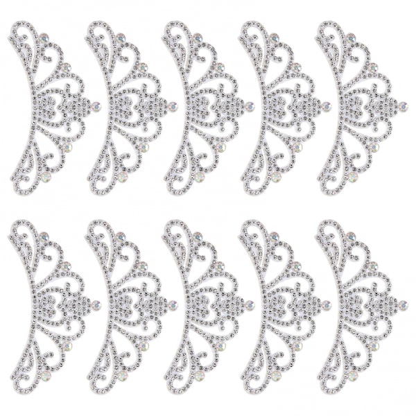 Rhinestone Kroneformede Patches 10PCS Hvidt Klud Applikation 8.8x4.5cm Tilbehør