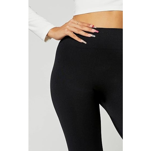 Premium damleggings i ullfoder med hög midja, svart