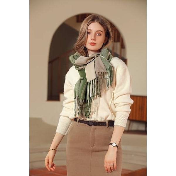 Vinter Dam Lång Mjuk Varm Halsdukar, Spinnande Tassel Sjal, Tartan Rutig