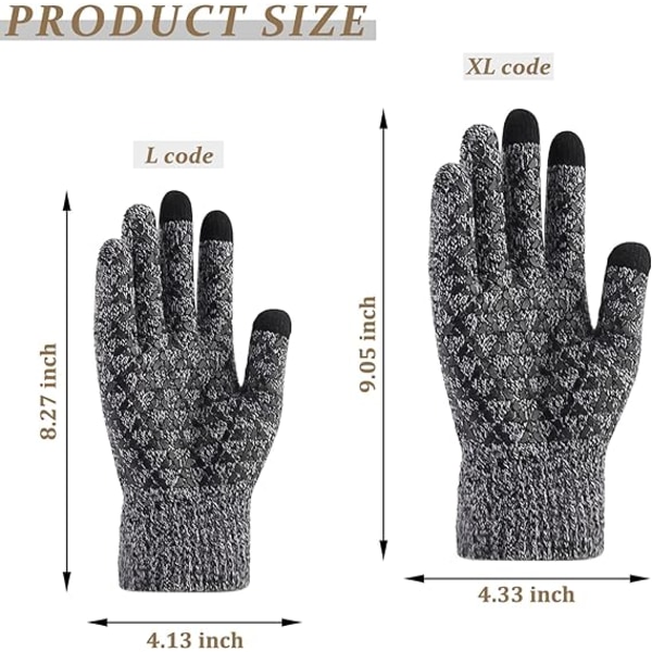 Vinter Stickade Handskar, Herr Dam Touchscreen Kallväder Handskar, Full Finger Mjuka Varma Anti Slip Handskar för Vandring