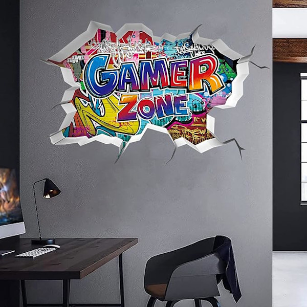 3D Gamer Väggdekaler, Pojkrum Väggdekal, Gamer Poster Väggdekoration, DIY Gamer Dekal, Modern Vardagsrum Dekoration Väggdekaler, Pojkar Sovsal