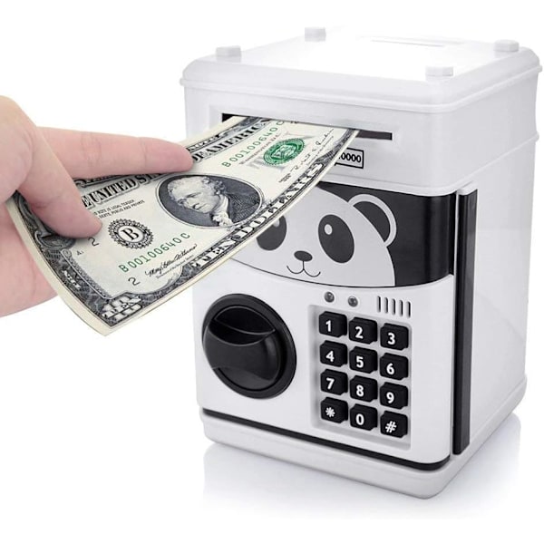 Musikalisk ATM Spargris Sparbössmaskin med Kodlås för Barn, Mini Elektronisk Panada Myntbox med Röstmeddelande och Lösenordsinloggning