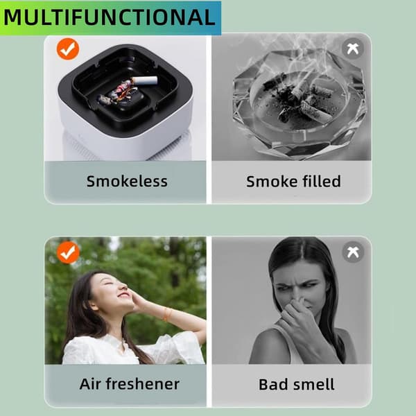 Røgfrit askebæger USB genopladelig til cigaretter, multifunktionel