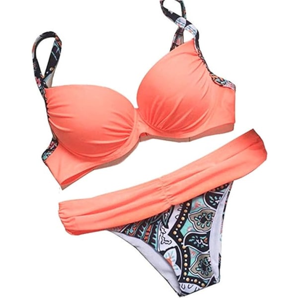 Kvinnors Push Up Tvådelad Bikini Baddräkt Vadderad Baddräkt,XL