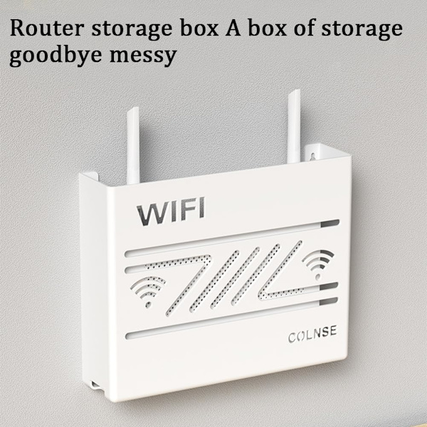 Väggmonterad Wi-Fi Router Förvaringslåda, Dekorativ Vägg Hylla, Väggdekor, Multi-Funktion kompatibel Router, Kabelorganiserare, Vit