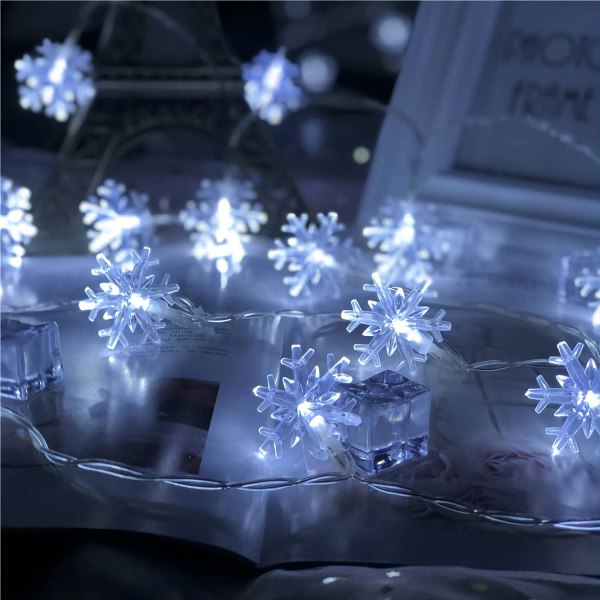 Jouluvalot, 20 Ft 40 LED Snowflake String Lights Vedenpitävä Fairy Lig