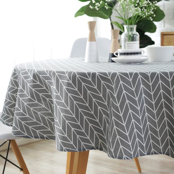 Nordisk stil bordsduk, runt bord och runt bordsduk, dammsäker 150cm