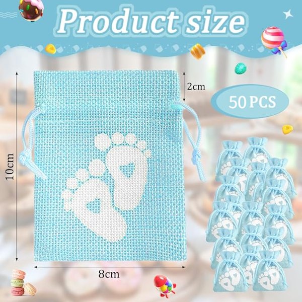 50 st Dragepåsar för dop 10 * 8cm Bröllop Dragepåsar Canvas Presentpåsar Jute Dragepåsar Smyckespåse Jutepåse Dop Dragepåsar