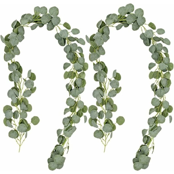 Kunstig Eucalyptus Girlande Sæt af 2 Greenery Girlande Falsk Silke Eukalyptus