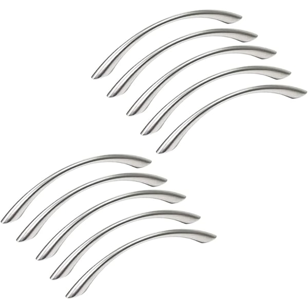 10-pack möbelhandtag i rostfritt stål - kökshandtag - dörrhandtag i nickel - borstat rostfritt stål - hålcenter 96 mm