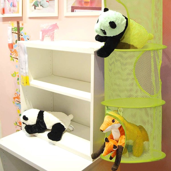 3 st förvaringsnät för barn, hopfällbar mesh Hängande leksaksförvaring med S-Hoo