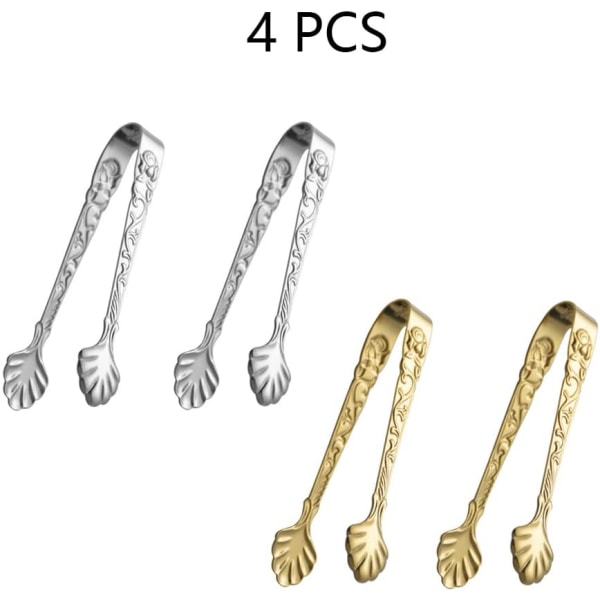 4 Pieces Ice Cube Tongs Small Kitchen Tongs Stainless Steel Sugar Tongs Min