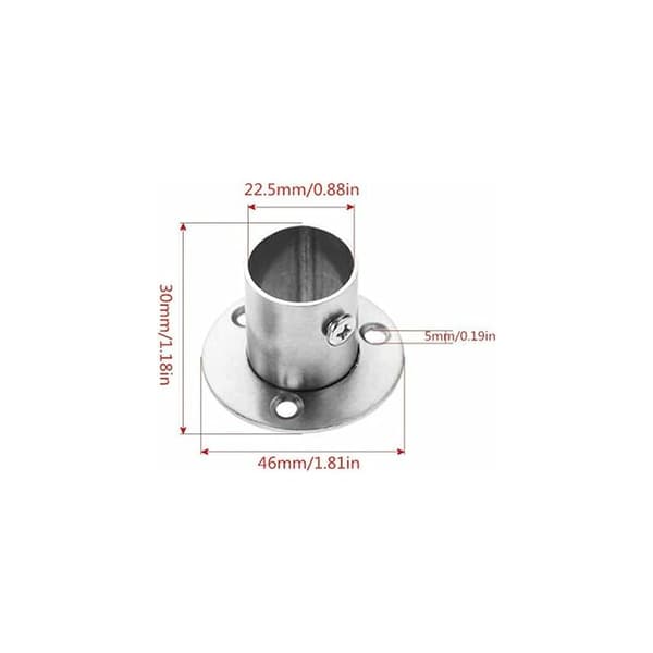 Set med 2 rustfrie klesstangbraketter med flens, （Skrue）