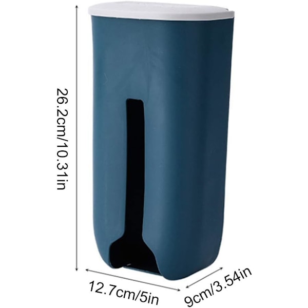 2 stk. hengende søppelposeoppbevaringsdispensere, veggmontert plastposeholder, dispenserorganisator for kjøkken (blå, 26,2*12,7*9 cm)