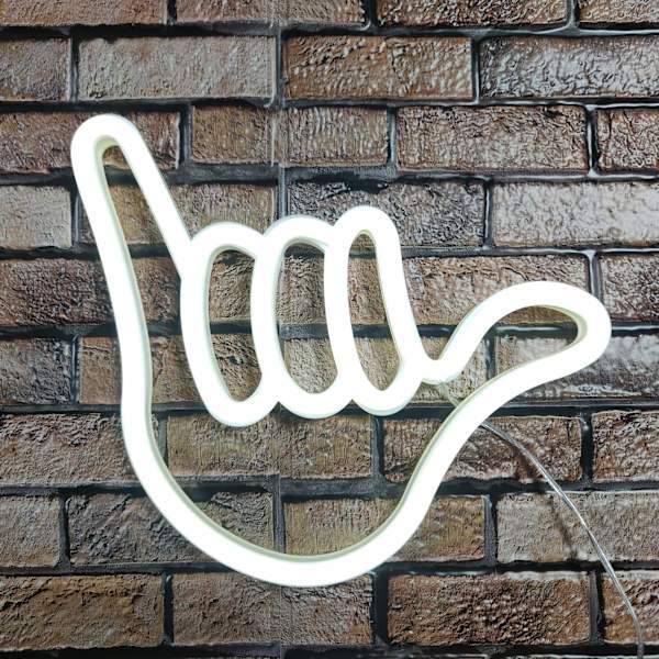 Finger Neon Sign Lucky Gesture Hvit Neon Neon Lys Skilt Håndformet Neon