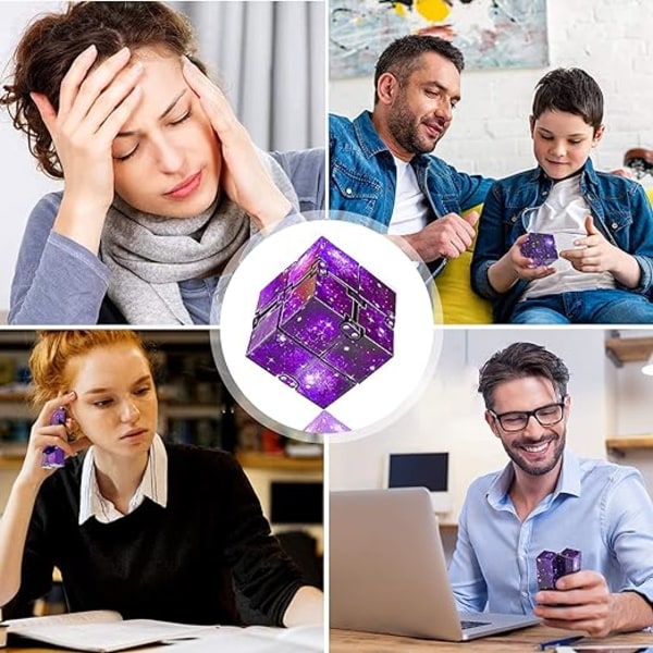 Infinity Cube Finger Toys Fidget Toy Blocks för stressavlastning, döda tid Unik idé Cool Fidget Mini Gadget Cube - Lila
