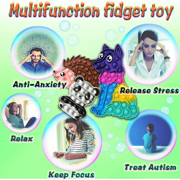 Dr.Kbder Pop Its -juhlalahjat Eläinpakkaus Panda Susi Siili Sensorinen Montessori-leluidea Fidget-lelut Ystävänpäivälahjat lapsille Luokkahuone Popitsfidgets tytöille lapsille 3 4 5 6 7 8 9 10 11 12