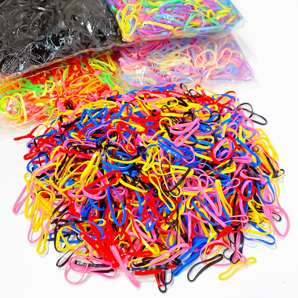 1000-pack Hårband för barn, Flerfärgad
