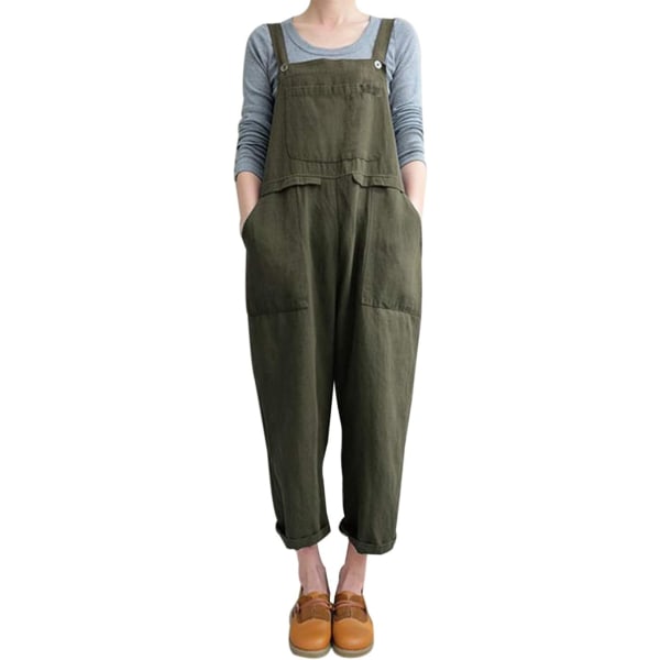 Kvinnors mode Lös linnehaklappbyxor ArmyGreen XXL