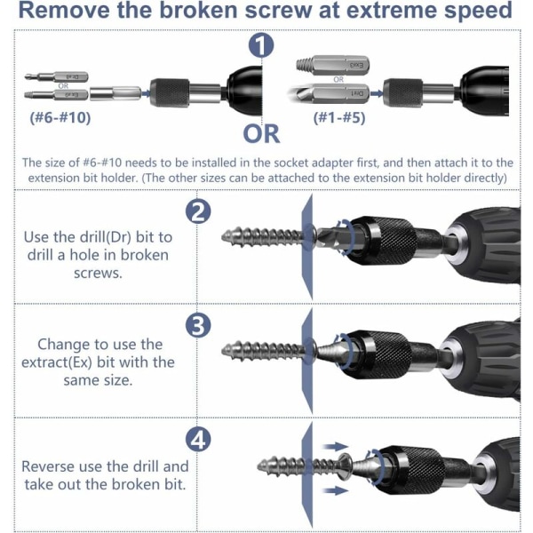 Damaged screw extractor kit, easily remove scored and broken screws