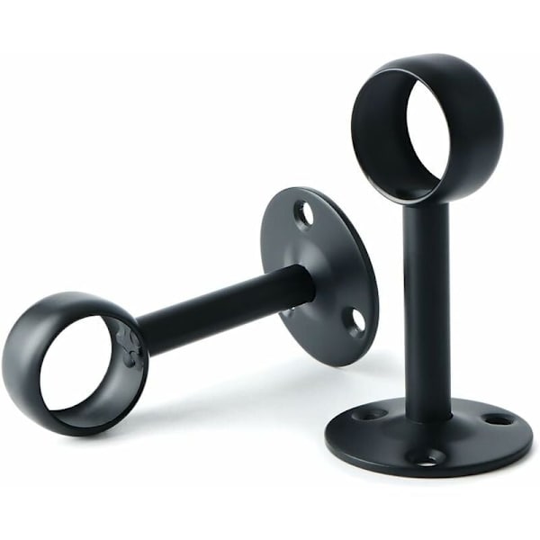 Gardinstangbeslag Garderobestangbeslag med skruer Loftbeslag til gardin og garderobe, mat sort rustfrit stål, diameter 25mm, 2 stk.（25mm）
