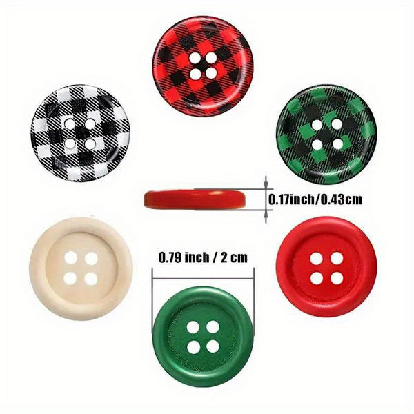 60 stk jule rutete tre knapper 4 hull svart rød tre knapper gingham håndverk knapper runde dekorative knapper for DIY sying jule strømpe dekor