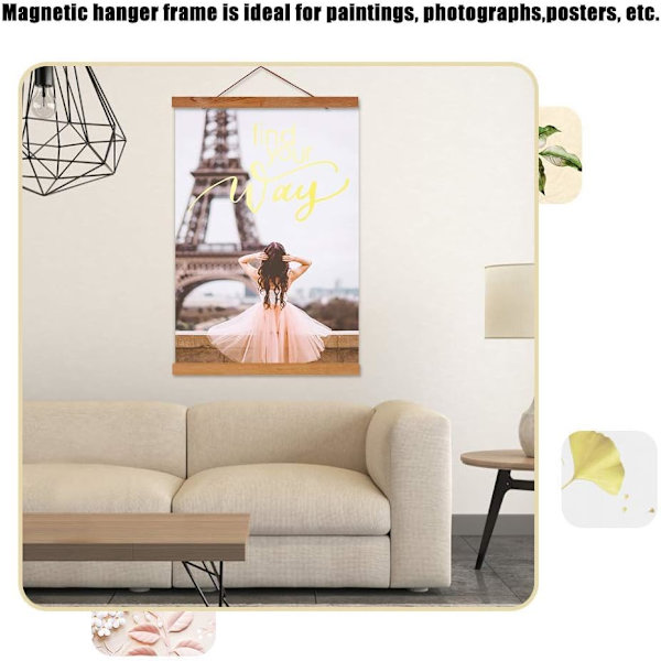 Magnetisk bilderamme i tre, naturtre, plakatstativ, DIY-bilde, plakat