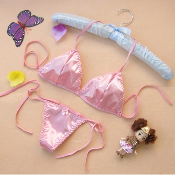 Dam Bikini Set Stretch String Beach Badkläder Brasiliansk Baddräkt, rosa, gratis