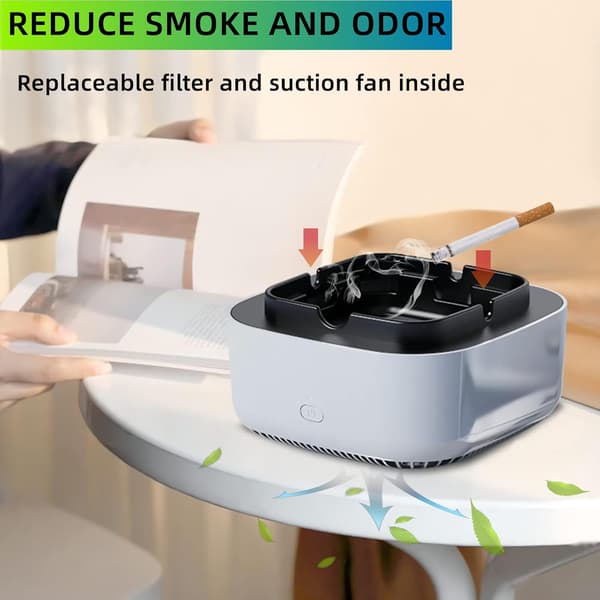 Røgfrit askebæger USB genopladelig til cigaretter, multifunktionel