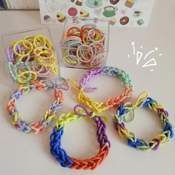 100 stk/pose Hårtilbehør Dame Gummibånd Scrunchies Elastisk Hårbånd