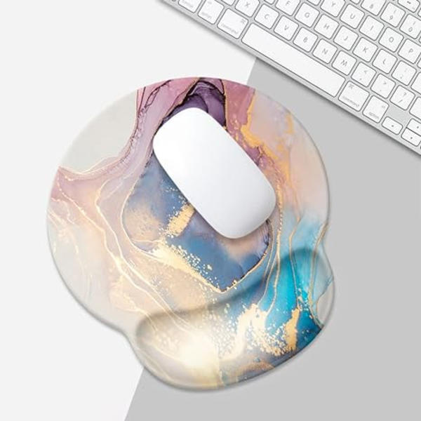 Abstrakt marmortextur musmatta med handledsstöd, halkfri gummibas musmatta, ergonomiskt mus handledsstöd 25×21×2,5cm stjärnhimmel färg