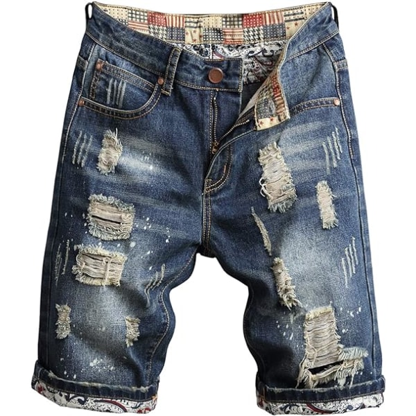 Ripped Jean Short Distressed Straight Fit jeansshorts för män STORLEK 40