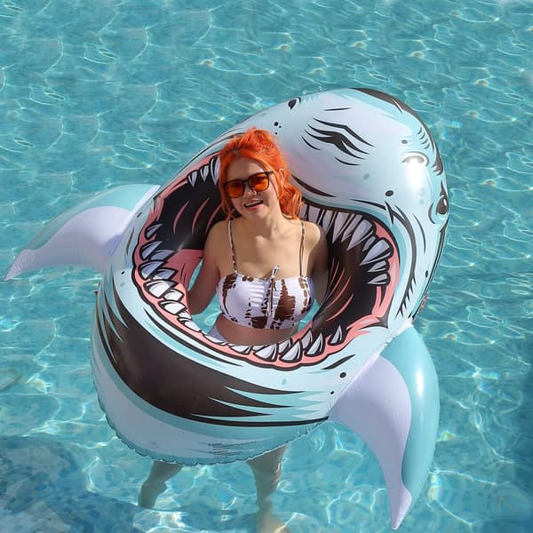 145*145cm Jätte simboj Inflatable Shark Float Swimming Pool Ride-on