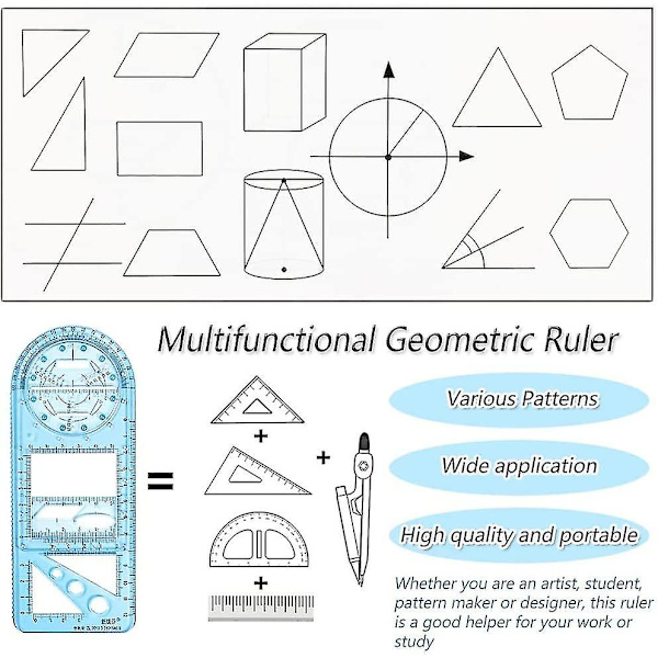 Geometrisk ritningsmall linjal - Matematisk ritverktyg för studenter och kontor