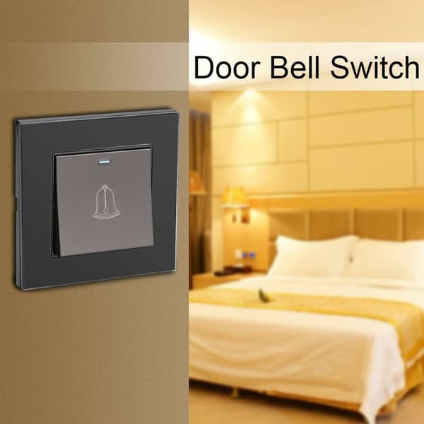 Utomhus dörrklocka knapp, 220-250V härdat glas panel dörrklocka switch tråd