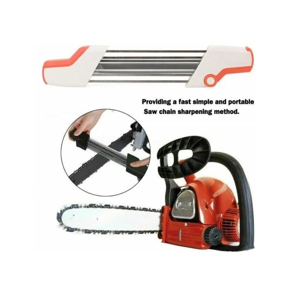 2 i 1 motorsågsvässare, enkla skärpningsverktyg för STIHL, fil och djupmätare i ett ergonomiskt verktyg (vit och orange) 4,8 mm