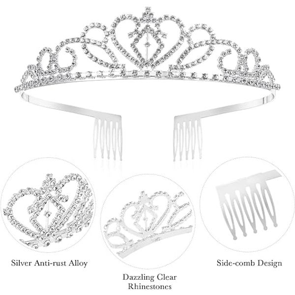 Krystalkroner og tiaraer, 2 pak tiara krone elegante piger princ