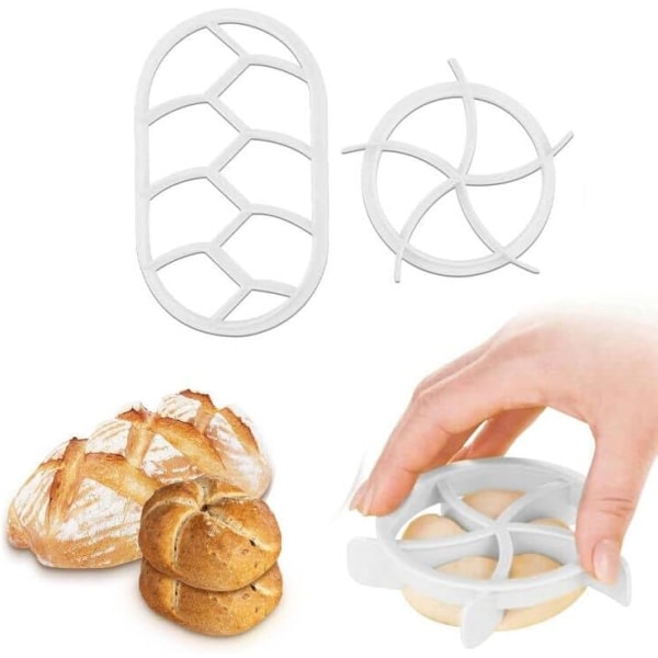 Set, 2 kpl sämpylänleikkuri leipäleimaleipäpuristin (valkoinen)