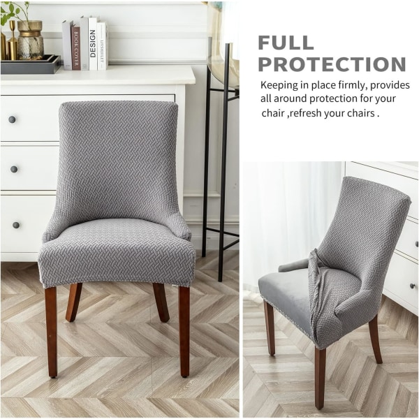 2 st Wingback fåtölj överdrag, stretch Wingback fåtölj överdrag, lutande arm fåtölj skydd överdrag för matsal bankett hem  (Färg: Ljusgrå)