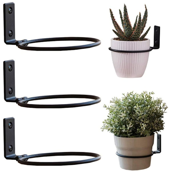 3 st blomkruka stativ 11cm metallring vägg blomkruka hållare med skruvar