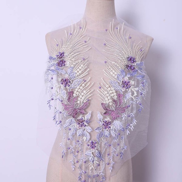 Spetsapplikation Motiv Syapplikation Patch Broderade Blommor Spegelmönster