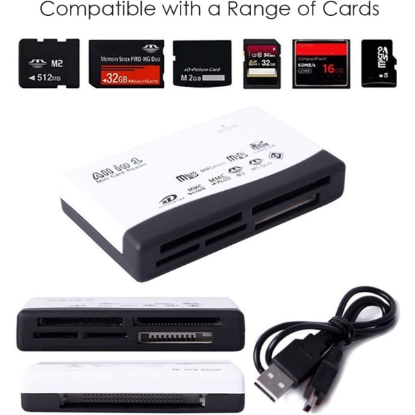 SD MMC Mobile SDHC M2 TF XD CF minneskortsläsare