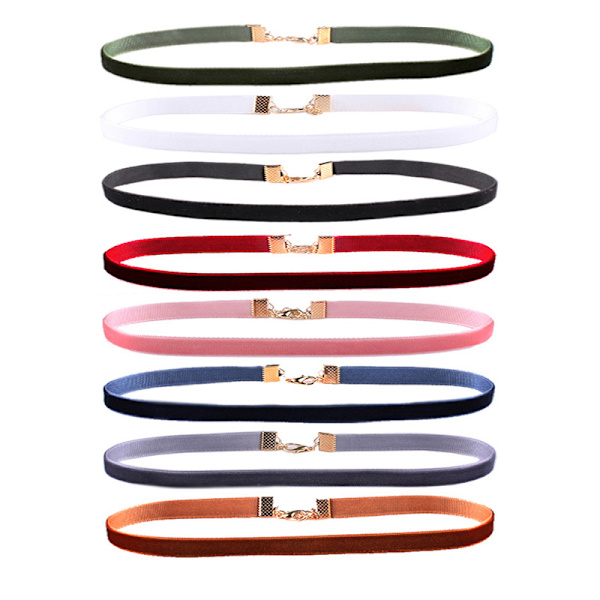8-pak Trendy Choker Halskæde Fløjl Multifarvet