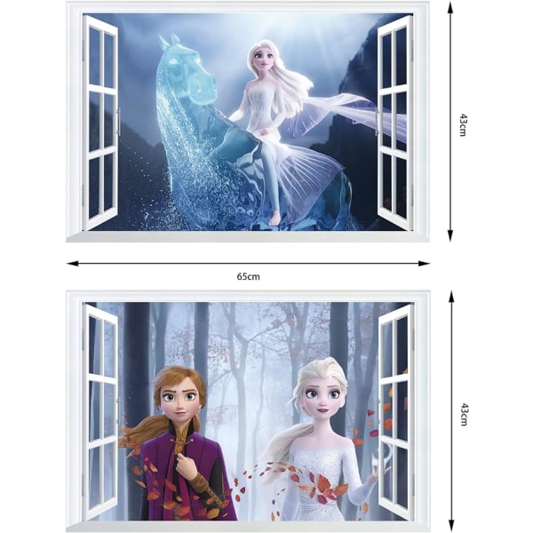 2ST Frozen Disney Väggklistermärken Frozen Vardagsrum Avtagbar Elsa Wall Sti