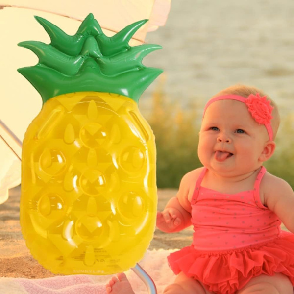 2 st gula ananas uppblåsbara flytande säng surfbräda, sommar strandleksak P
