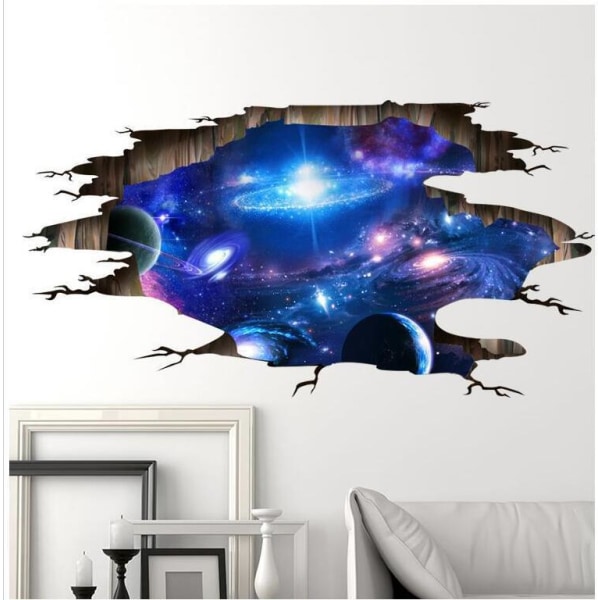 1pc Blue Cosmic Galaxy Removable PVC 3D Wall Sticker Wall Decal